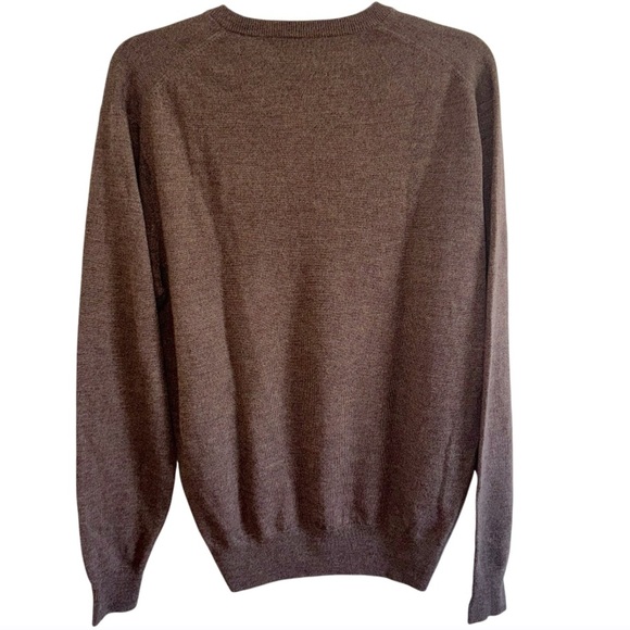 Peter Millar Brown V-Neck Sweater Sz Medium Merino Wool - Picture 7 of 14